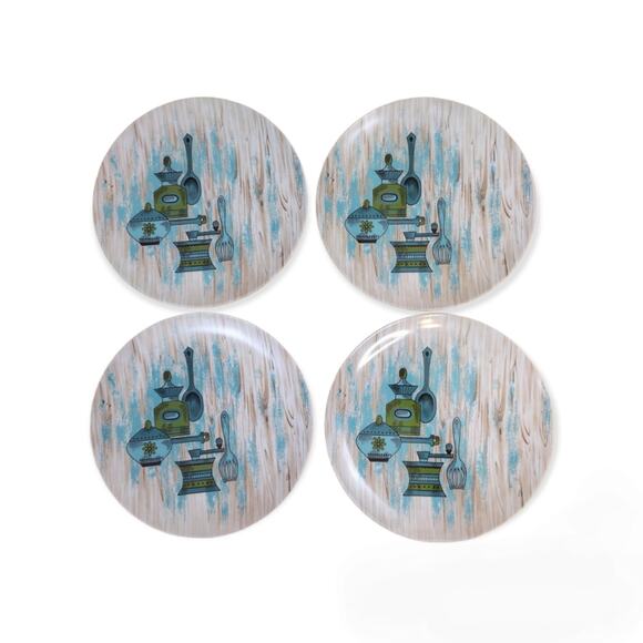 4-Retro Rare 60s Texas Ware Melmac Serving Kitchen MCM Plates - Picture 1 of 9